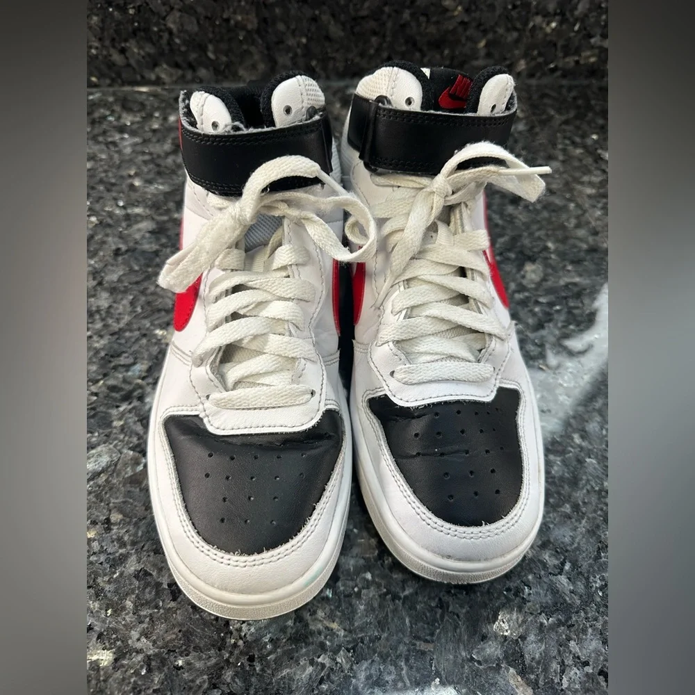 Nike Court Borough Mid 2 GS 'White Black University Red Size Big Lid Size 5